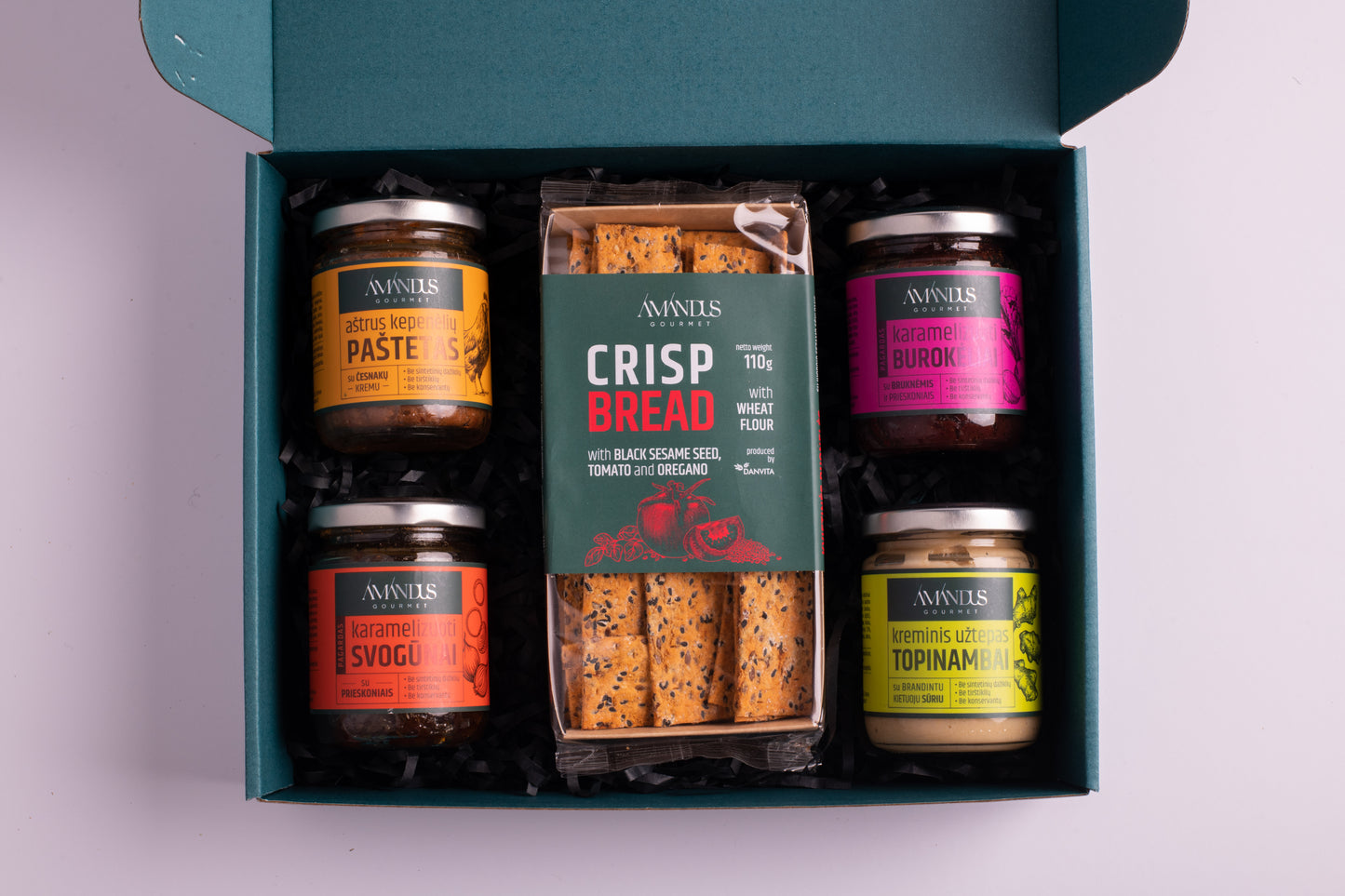 Small gift set: crispy bread and four exclusive condiments